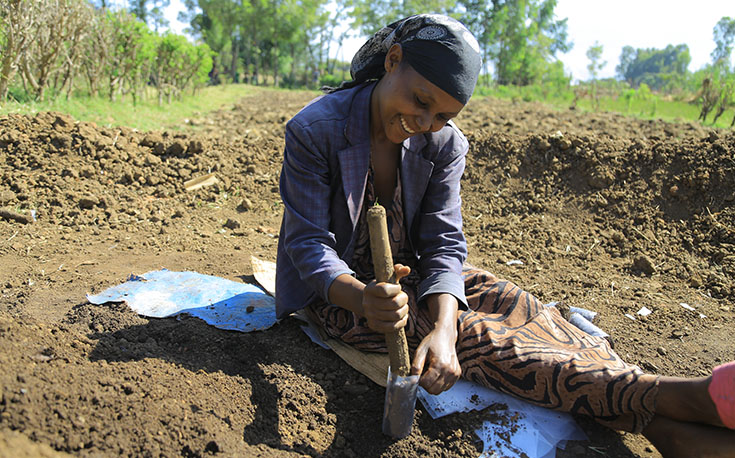 Die 22-jährige Ayantu. Sie ist eine von 16 Angestellten, die sich in der Baumschule im Washa Catchment um die Aufzucht der Pflanzen kümmert. (Foto)